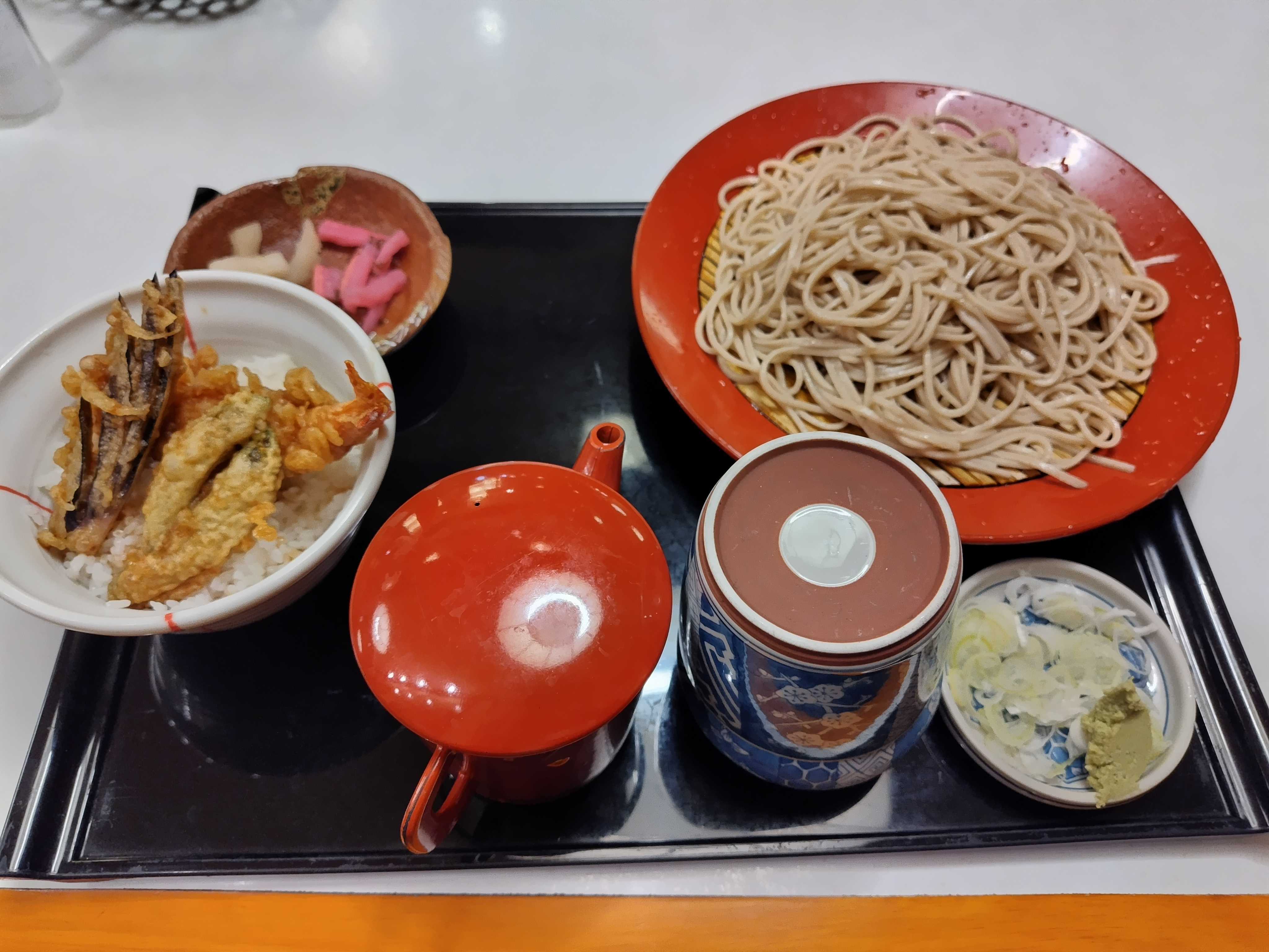 ざるそば + ミニ天丼