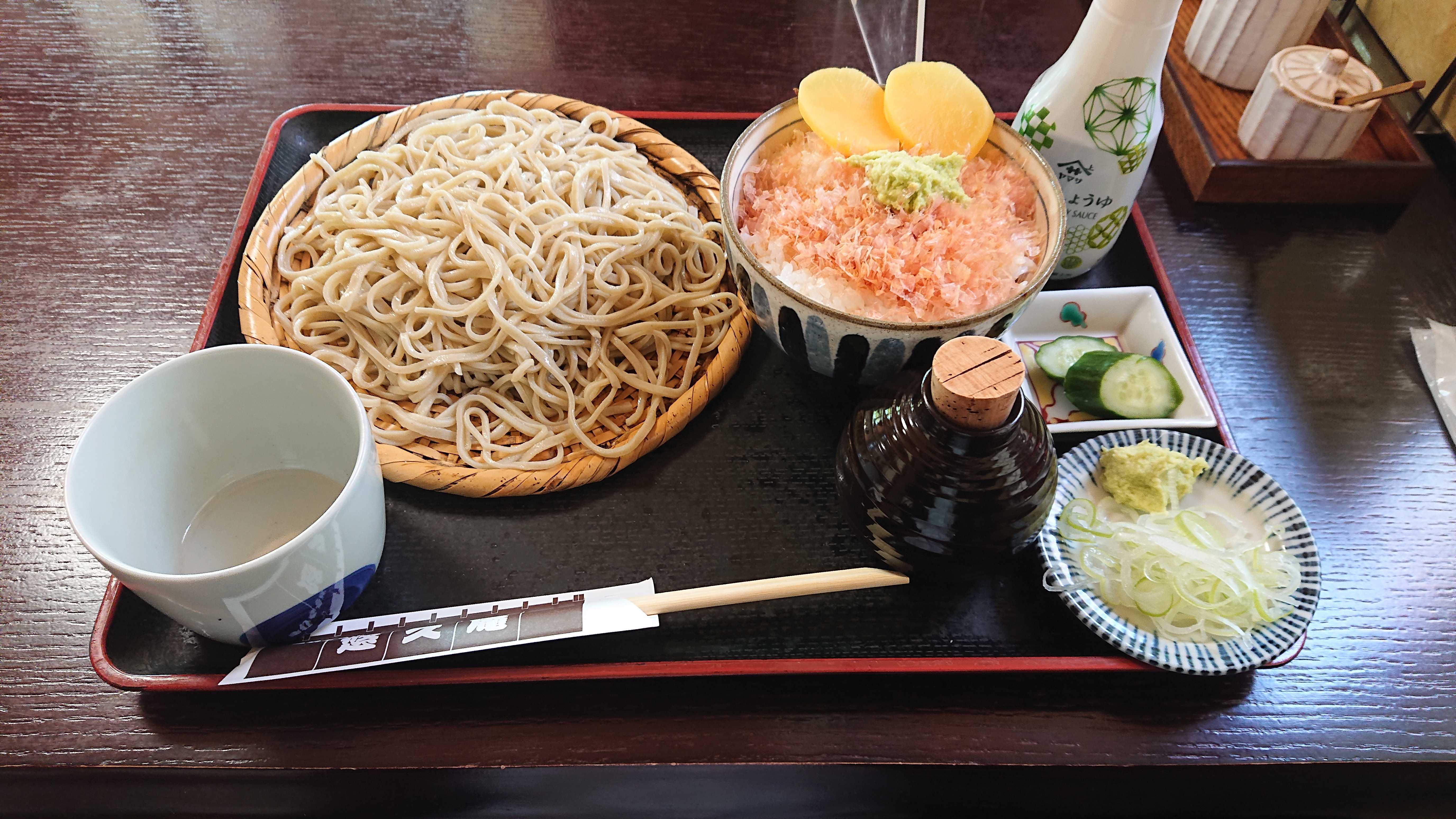 ざるそば + わさびごはん